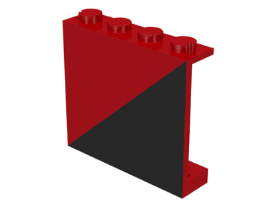 Panel 1 x 4 x 3 - Solid Studs with Diagonal 1/2 Black Pattern Left