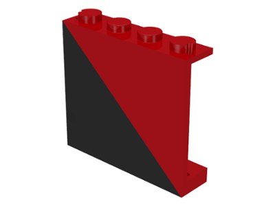 Panel 1 x 4 x 3 - Solid Studs with Diagonal 1/2 Black Pattern Right