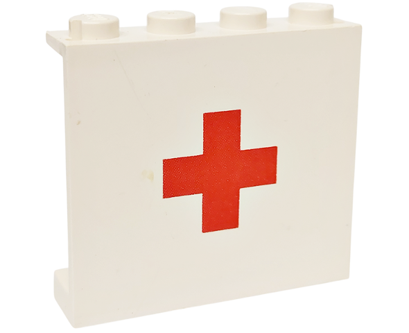 Panel 1 x 4 x 3 - Solid Studs with Red Cross Pattern