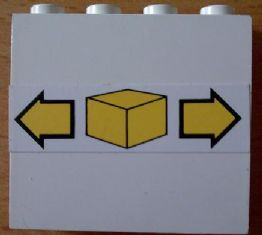 Panel 1 x 4 x 3 - Solid Studs with Small Box and Arrows Pattern (Sticker) - Set 6377