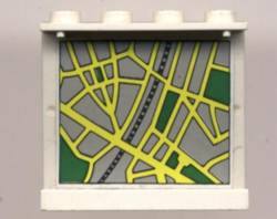 Panel 1 x 4 x 3 - Solid Studs with Map Street Pattern 3 on Inside (Sticker) - Set 6676