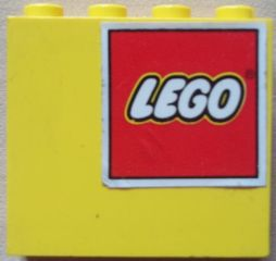 Panel 1 x 4 x 3 - Solid Studs with LEGO Logo on White Background Pattern Model Left Side (Sticker) - Set 4030