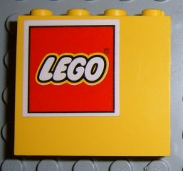 Panel 1 x 4 x 3 - Solid Studs with LEGO Logo on White Background Pattern Model Right Side (Sticker) - Set 4030