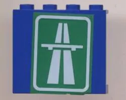 Panel 1 x 4 x 3 with White Highway, Overpass and Rounded Rectangle on Green Background Pattern (Sticker) - Set 6653