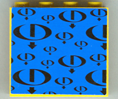 Panel 1 x 4 x 3 - Hollow Studs with Black Gravity Games Logo Repeating on Blue Background Pattern (Sticker) - Set 3538