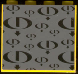Panel 1 x 4 x 3 - Hollow Studs with Black Gravity Games Logo Repeating on Dark Gray Background Pattern (Sticker) - Set 3585