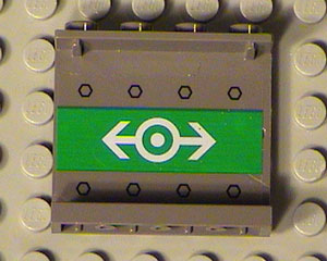 Panel 1 x 4 x 3 - Hollow Studs with Train Logo White on Green Pattern on Inside (Sticker) - Set 4512-1