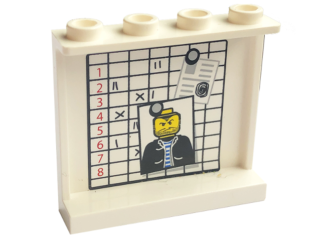 Panel 1 x 4 x 3 - Hollow Studs with Police Case Board and Minifigure Photo Pattern on Inside (Sticker) - Set 7743