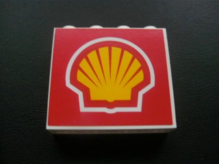 Panel 1 x 4 x 3 - Hollow Studs with Shell Logo Pattern (Sticker) - Set 8672