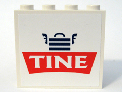 Panel 1 x 4 x 3 - Hollow Studs with Tine Logo Pattern (Sticker) - Set 1029