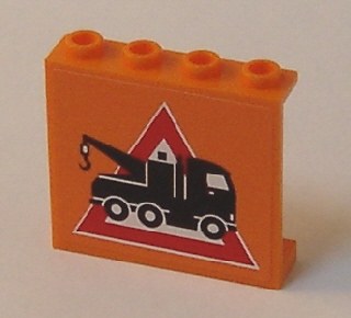 Panel 1 x 4 x 3 - Hollow Studs with Tow Truck Danger Sign Pattern (Sticker) - Set 7642