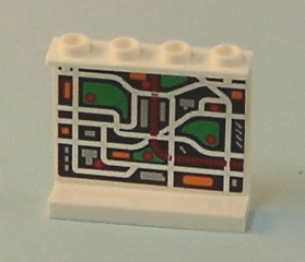 Panel 1 x 4 x 3 - Hollow Studs with Map Street Pattern 7 on Inside (Sticker) - Set 7642