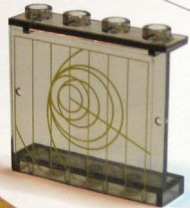 Panel 1 x 4 x 3 - Hollow Studs with Yellow Circles and Lines Pattern (Sticker) - Set 7666