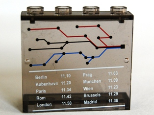 Panel 1 x 4 x 3 - Hollow Studs with Train Map and Schedule Pattern (Sticker) - Set 7897/7997