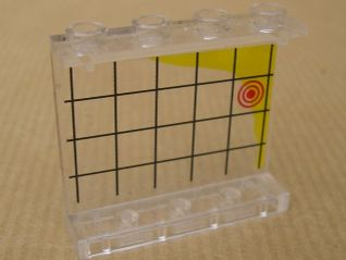 Panel 1 x 4 x 3 - Hollow Studs with Black Grid, Yellow Coast Line and Red Circles Pattern (Sticker) - Set 7047