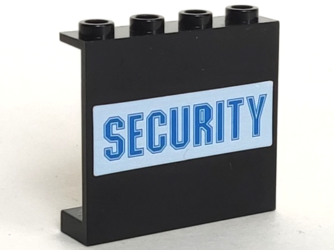 Panel 1 x 4 x 3 - Hollow Studs with Blue 'SECURITY' on White Background Pattern (Sticker) - Set 7033
