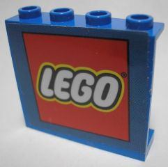 Panel 1 x 4 x 3 - Hollow Studs with Lego Logo on Blue Background Pattern (Sticker) - Set 3579