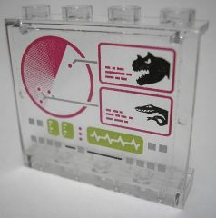 Panel 1 x 4 x 3 - Hollow Studs with Dinosaur Computer Screen Pattern (Sticker) - Sets 7298 / 7477