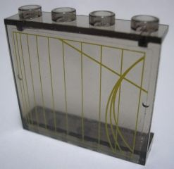 Panel 1 x 4 x 3 - Hollow Studs with Yellow Lines Pattern (Sticker) - Set 7666