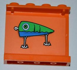 Panel 1 x 4 x 3 - Hollow Studs with Blue and Green Fishing Lure Pattern on Inside (Sticker) - Set 3834