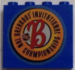 Panel 1 x 4 x 3 - Hollow Studs with NHL Breakout Logo on Blue Background Pattern (Sticker) - Set 3579