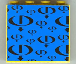 Panel 1 x 4 x 3 - Hollow Studs with Black Gravity Games Logo Repeating on Blue Background Pattern (Sticker) - Set 3538
