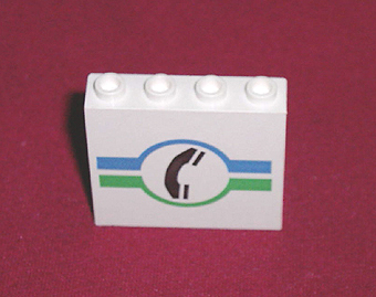 Panel 1 x 4 x 3 - Hollow Studs with Telephone and Green / Blue Lines Pattern