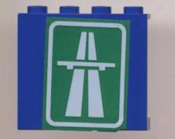 Panel 1 x 4 x 3 with White Highway on Green Background Pattern (Sticker) - Set 6653