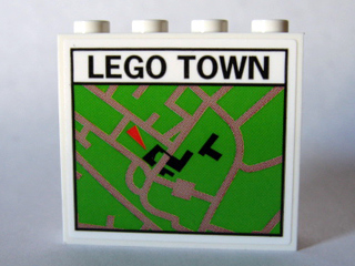 Panel 1 x 4 x 3 with Map Street Pattern 6 'LEGO TOWN' (Sticker) - Set 10184