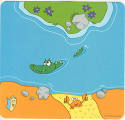 Paper Duplo Playmat 12 x 11 with River and Alligator / Crocodile Pattern