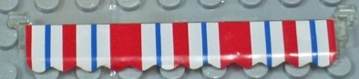 Garage Roller Door Section without Handle with Stripes Blue and Red on Scalloped Awning Pattern (Sticker) - Set 6374