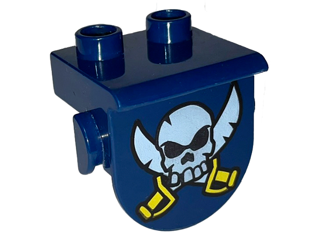 Duplo, Plate 1 x 2 with Overhang with Skull and 2 Sabers Pattern