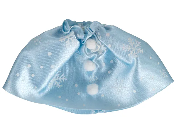 Belville, Clothes Skirt Long, Satin with White Snowflakes and Dots Pattern