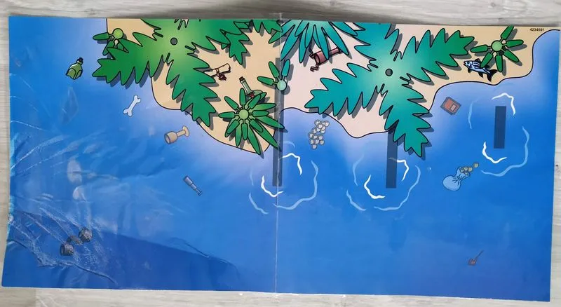 Paper Playmat Sea with Beach, Trees, and Debris Pattern - Set 7073