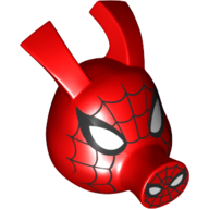 Minifigure, Head, Modified Pig, Long Snout and Ears with Black Spider-Man Web, White Eyes and Nostrils Pattern (Spider-Ham)