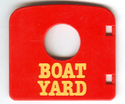 Duplo Door / Window Pane 1 x 4 x 3 with Porthole with Yellow 'BOAT YARD' Pattern