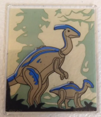 Glass for Window 1 x 6 x 6 Flat Front with Dinosaur, Tan Parasaurolophus with Sand Blue Markings Pattern Model Left Side (Sticker) - Set 76961