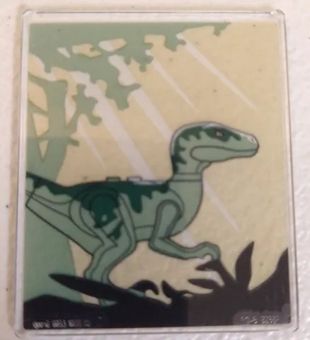 Glass for Window 1 x 6 x 6 Flat Front with Dinosaur, Sand Green Velociraptor with Dark Green Markings Pattern Model Right Side (Sticker) - Set 76961