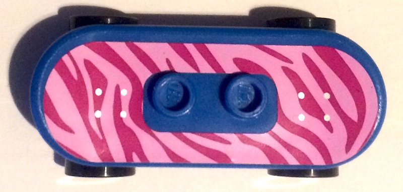 Minifigure, Utensil Skateboard Deck with Magenta and Bright Pink Tiger Stripes Pattern (Sticker) with Black Wheels (42511pb18 / 2496) - Set 41058