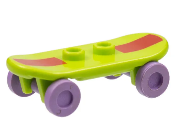 Minifigure, Utensil Skateboard Deck with Dark Red Stripe Pattern with Medium Lavender Wheels (42511pb14 / 2496)