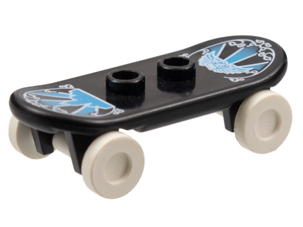Minifigure, Utensil Skateboard Deck with Medium Blue and White City Skyline Pattern with White Wheels (42511pb06 / 2496)