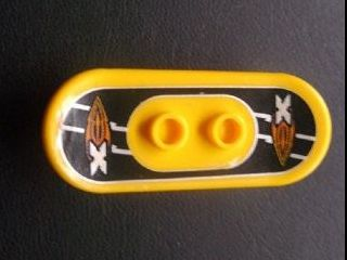 Minifigure, Utensil Skateboard Deck with Island Xtreme Stunts Logo on Black Background Pattern (Sticker) - Set 6740