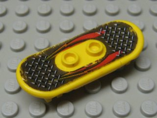 Minifigure, Utensil Skateboard Deck with Red Lightning and Tread Plate Pattern (Sticker) - Set 6734