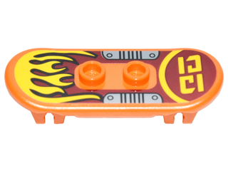 Minifigure, Utensil Skateboard Deck with Yellow Flames and Silver Foot Plates Pattern (Sticker) - Set 70592