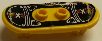 Minifigure, Utensil Skateboard Deck with Island Xtreme Stunts Logo and Skid Plates on Black Background Pattern (Sticker) - Set 6740