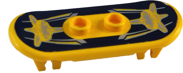 Minifigure, Utensil Skateboard Deck with Silver Shark on Black Background Pattern (Sticker) - Set 6738