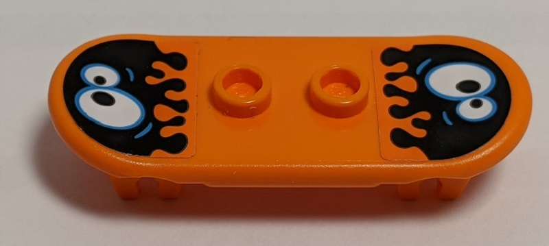 Minifigure, Utensil Skateboard Deck with Black Oil Blobs and White Eyes Pattern (Stickers) - Set 60200