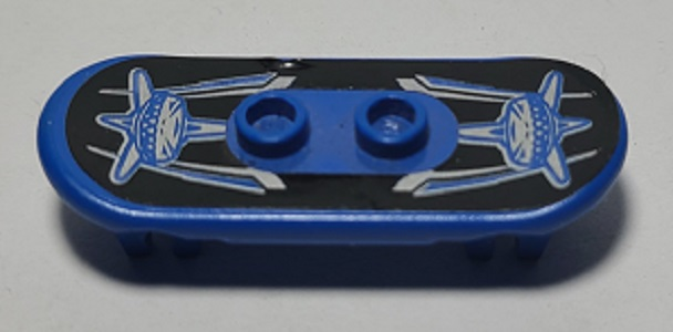 Minifigure, Utensil Skateboard Deck with Silver Sharks and Stripes on Black Background Pattern (Sticker) - Set 6738