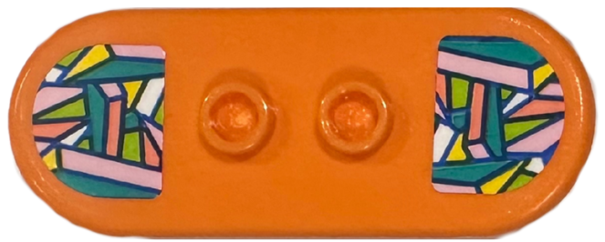 Minifigure, Utensil Skateboard Deck with Bright Pink, Coral, Dark Turquoise, Lime and White Geometric Shapes Pattern (Stickers) - Set 41751