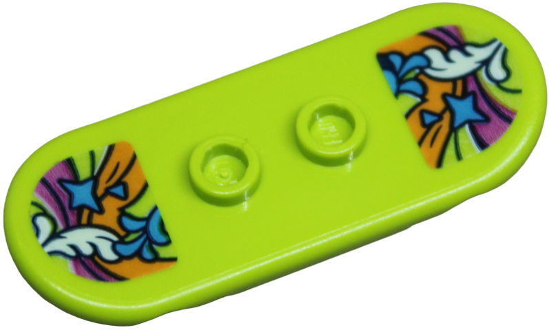 Minifigure, Utensil Skateboard Deck with Dark Turquoise, Magenta, Orange and White Plumes, Stars and Waves Pattern (Stickers) - Set 42659